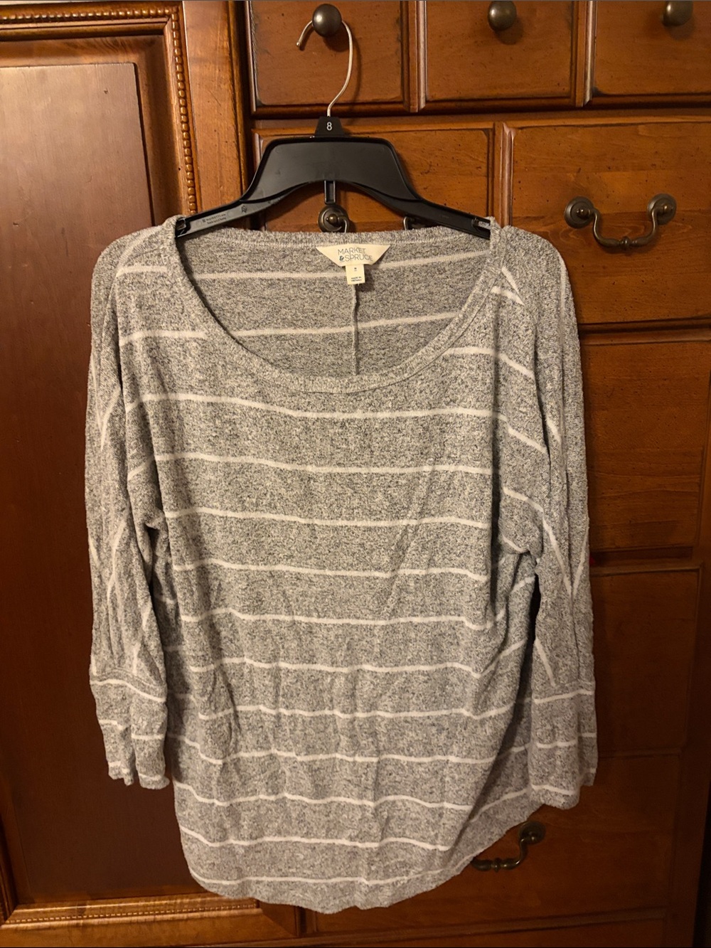 Mossimo Supply Co. Gray and White Striped Long Sleeve Top